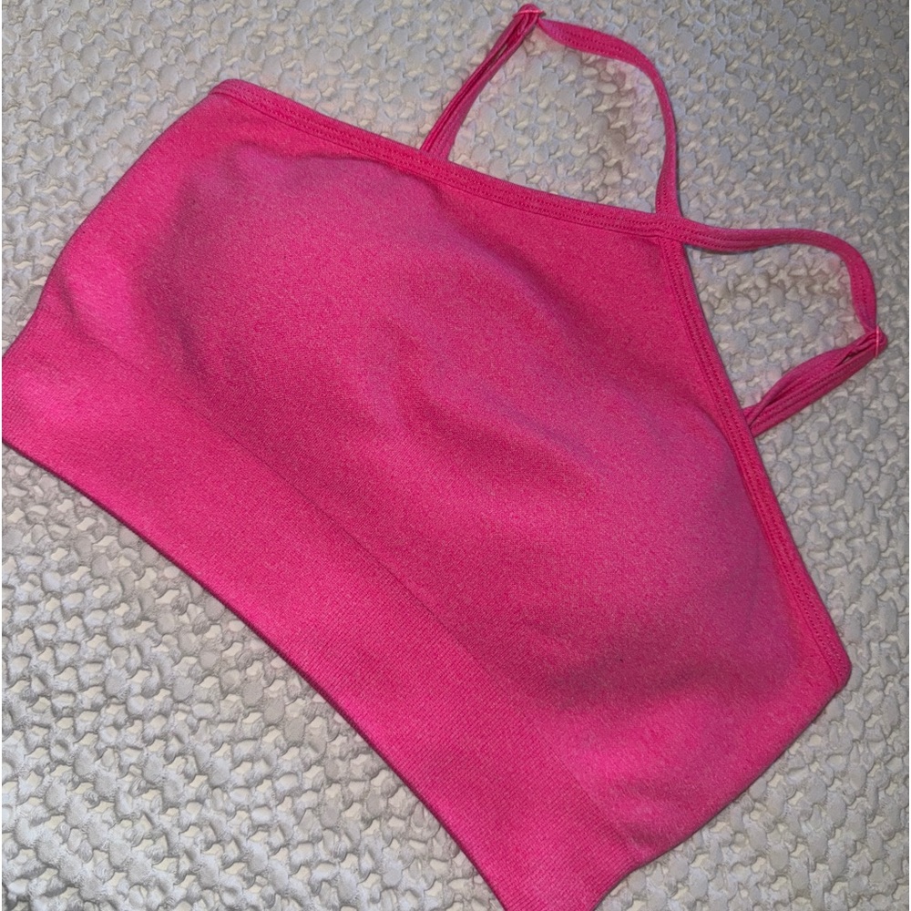 Pink sports bra